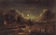 Aert van der Neer Moonlit River oil